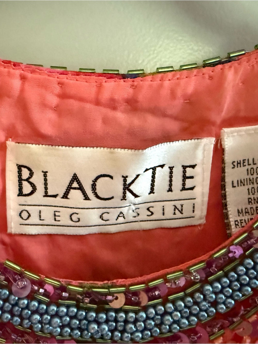 Vintage BlackTie Oleg Cassini Silk Pink Sequin Beaded Cocktail Dress 8 - Picture 2 of 5
